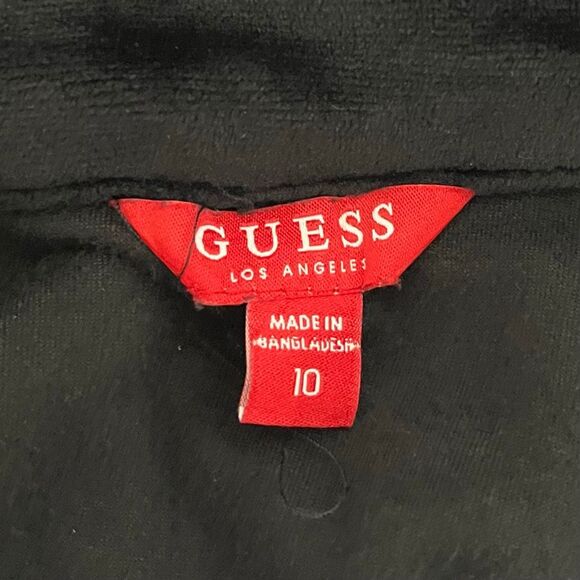 Guess Black Velour Zip Up Sweatshirt   Girls Size 10 - Picture 3 of 4